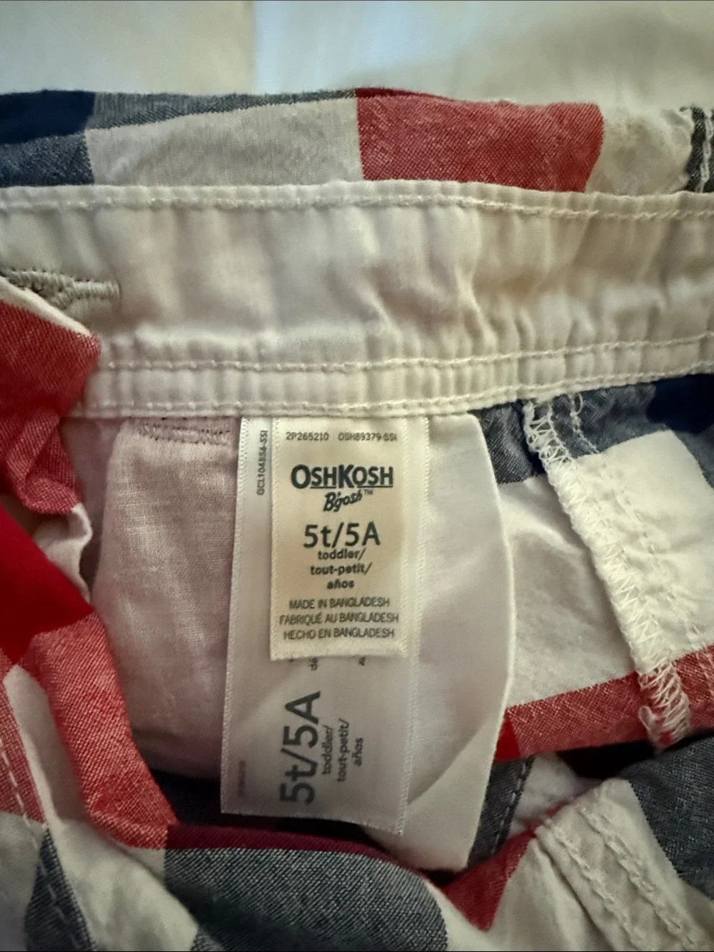 OshKosh B'gosh Red Solid and Red-White-Blue Plaid Kids Overalls